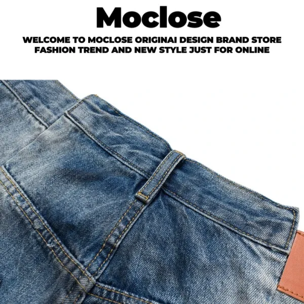 Design Moclose Brand Distressed Wide-Leg Denim Shorts Blue Shorts - 26