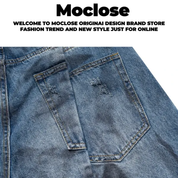 Design Moclose Brand Distressed Wide-Leg Denim Shorts Blue Shorts - 27