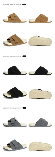 Design Two-Strap Slide Sandals Beige and Black Slippers - 27