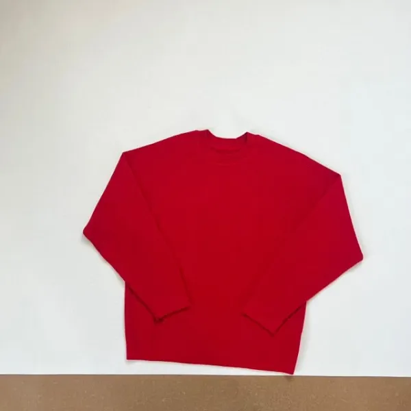 Design Red Crewneck Sweater White Denim Pants Sweater - 14