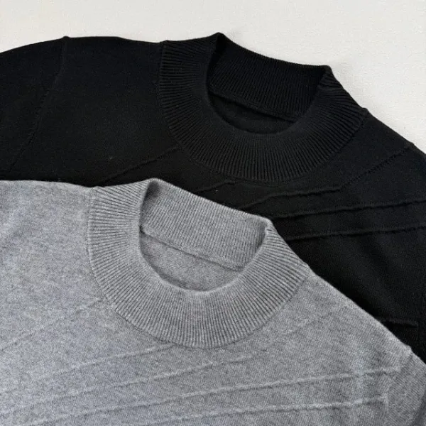 Design Short-Sleeve Turtleneck Sweater Gray - 21