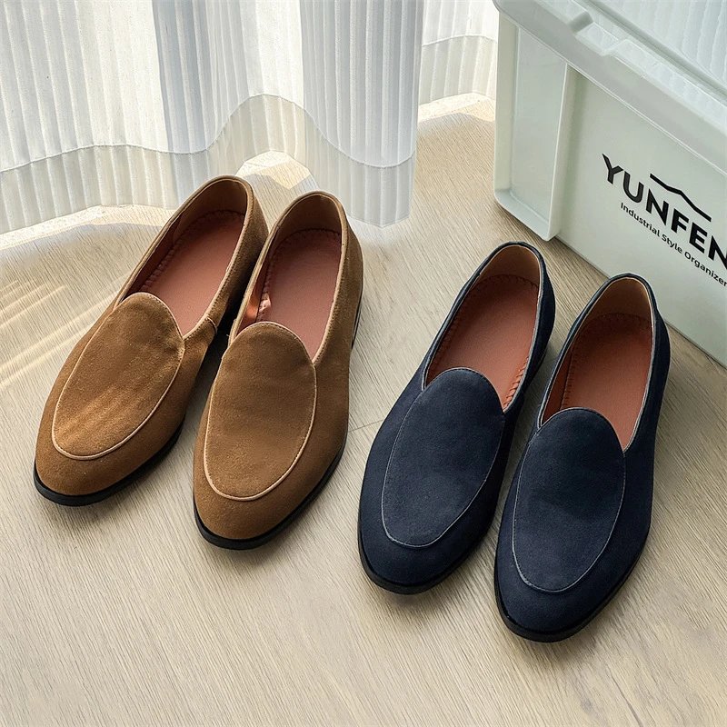 Men's Fashion Summer Pointed-Toe Slip-On Loafers, British Style Leather Dress Shoes 941212-J