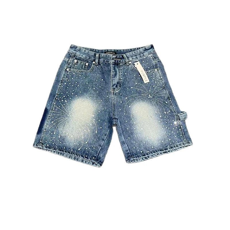 Denim Shorts Assorted Black Light Blue Camo Embroidered Studded Cargo Style