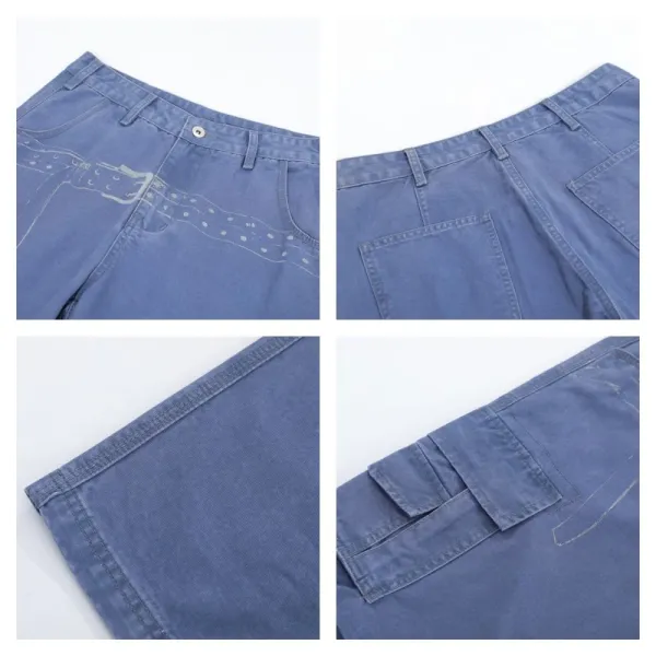 Design Cargo Pants Light Blue Wide-Leg - 8