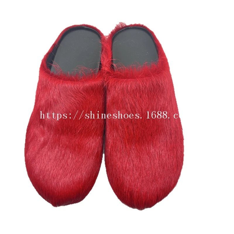 Fuzzy Pink Slip-On Fur Slippers