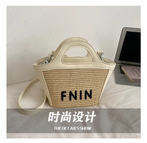 Design FNIN Woven Top-Handle Mini Bag Black Handbags - 12