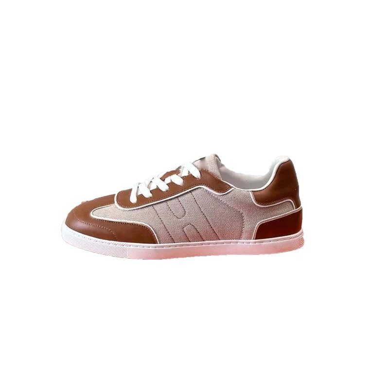 Hermès Sneaker Beige Brown Canvas Leather Low Top