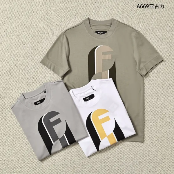 Fendi FF Logo Graphic T-Shirt Olive Green - 3
