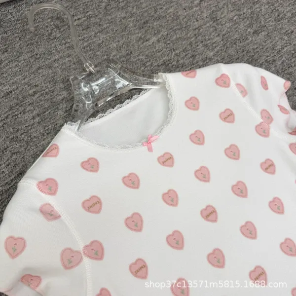 Design Heart Print Sleeveless A-Line Dress White Pink - 13