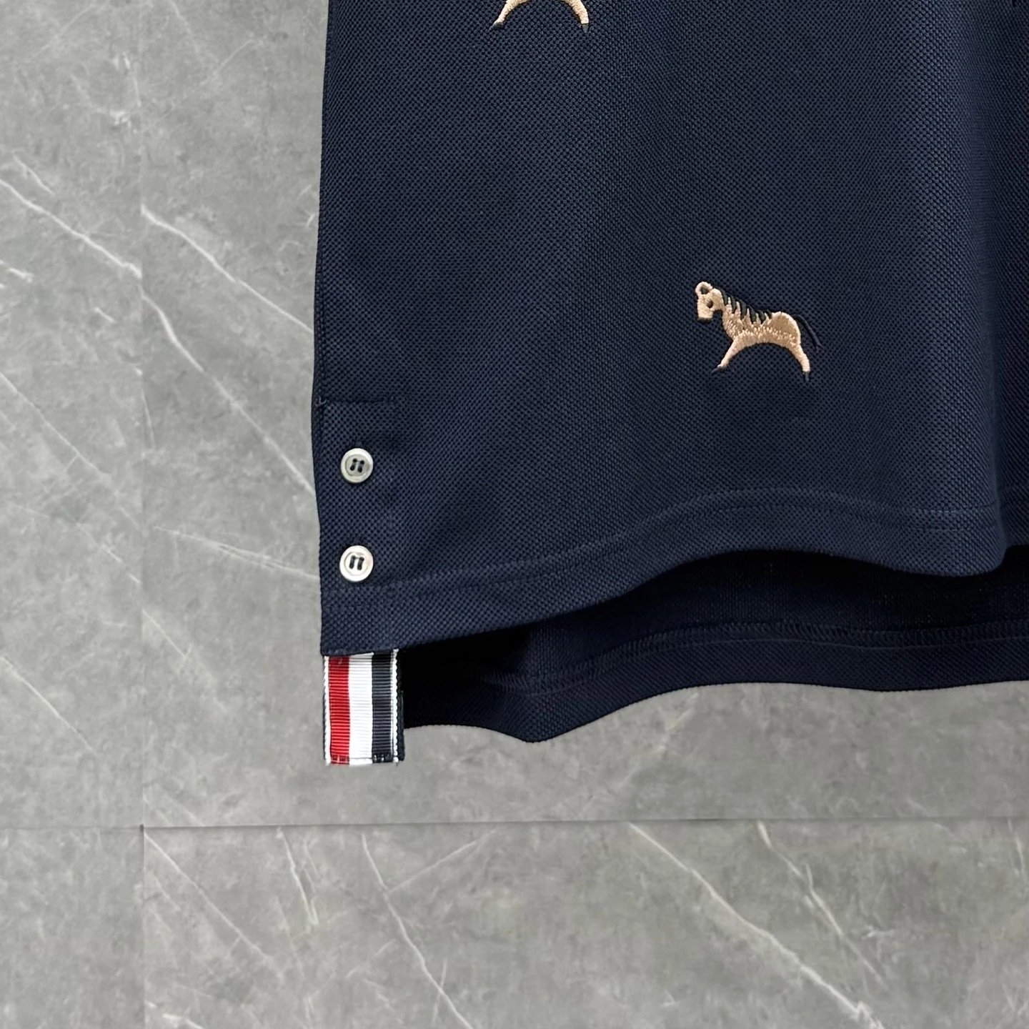 Thom Browne Horse-Embroidered Gray Piqué Polo Polo Shirt - 18
