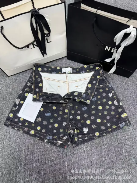 Chanel Print Denim Shorts Multicolor - 10