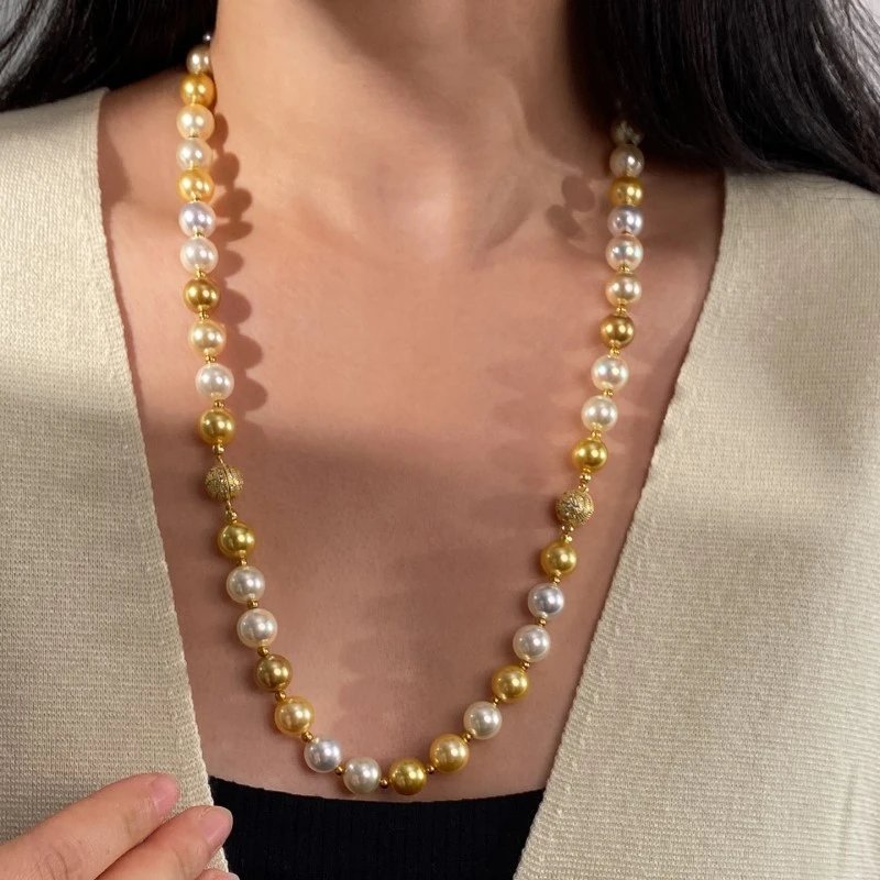 Pearl Necklace And Bracelet Set White Gold Two Tone Elegant Jewelry