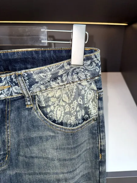 Dolce & Gabbana Floral Print Denim Jeans Blue - 5