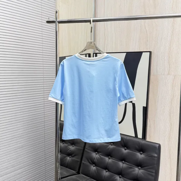 Design Ringer T-Shirt Pink with Embroidered Motif - 5