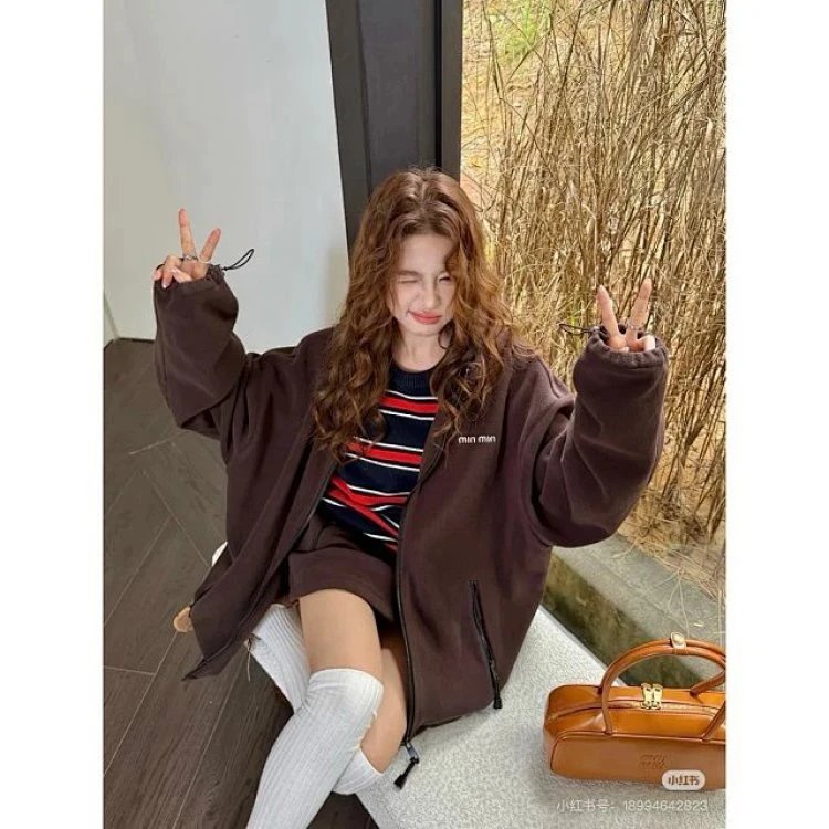 Miu Miu Oversized Fleece Jacket Gray Outerwear - 11