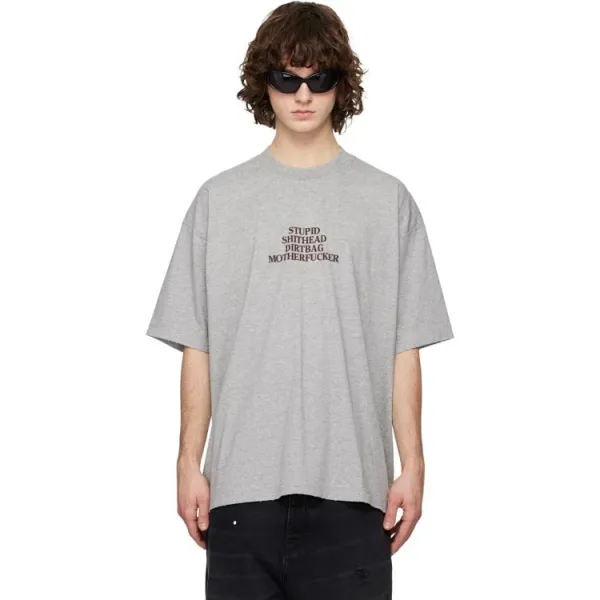 Design Graphic Print Oversized T-Shirt Gray - 5