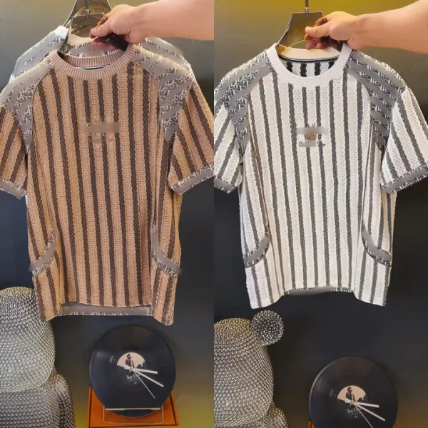 Dior Oblique Stripe Knit T-Shirt White and Gray - 4