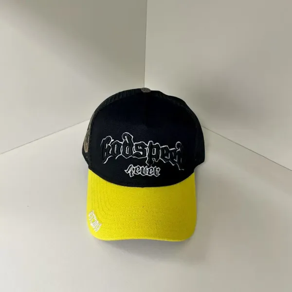 Design Graffiti-Embroidered Purple Mesh Trucker Cap Hats - 7