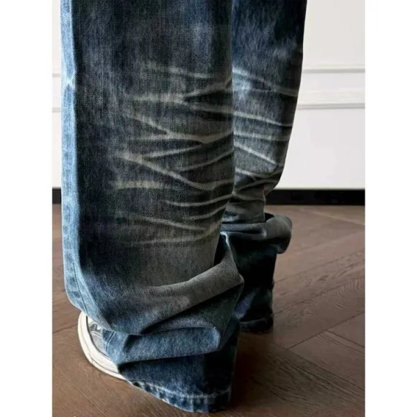 Design Wide-Leg Distressed Blue Jeans - 8