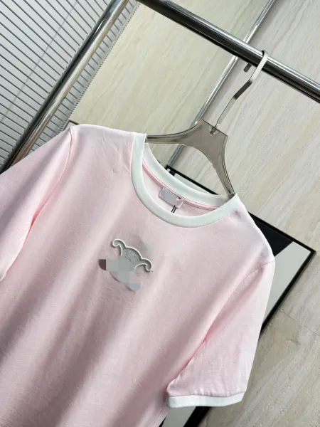 Design Ringer T-Shirt Pink with Embroidered Motif - 9