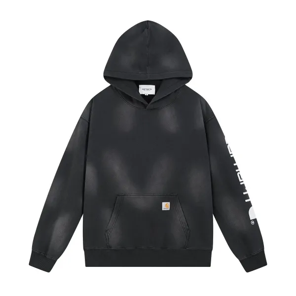 Carhartt Work In Progress Carhartt WIP Hoodie Gray with Yellow Sleeve Print Hoodie - 5