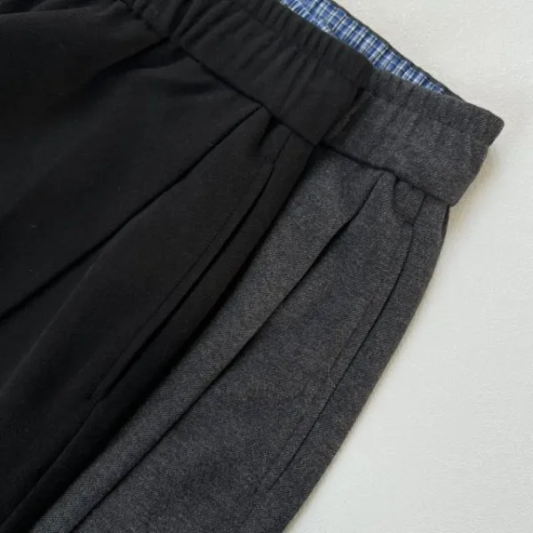 Design Paris-Style Double-Pleated Wool Blend Trousers in Charcoal and Black Dress Pants - 19