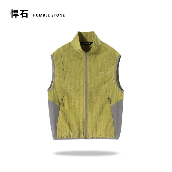 Design Humble Stone Grid-Texture Quilted Vest Purple Outerwear.vest - 5