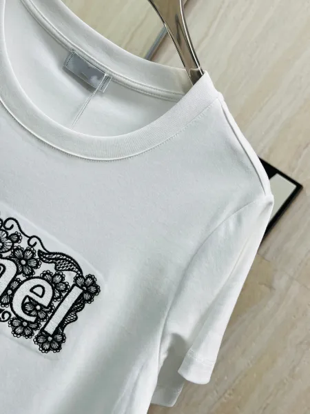 Chanel Lace-Embellished 'Chan' Logo Black T-Shirt - 8