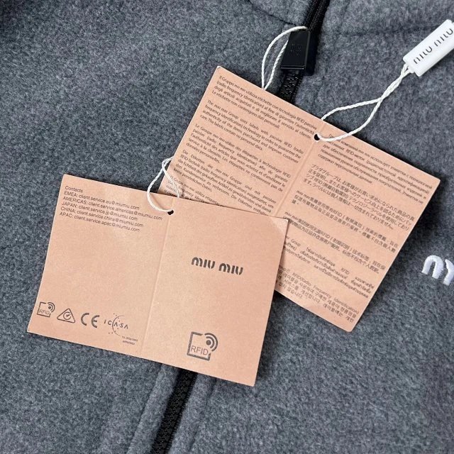 Miu Miu Oversized Fleece Jacket Gray Outerwear - 38