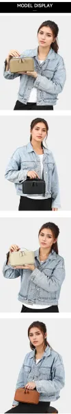 Design Leather Texture Cosmetic Case Beige Bag Clutches - 8
