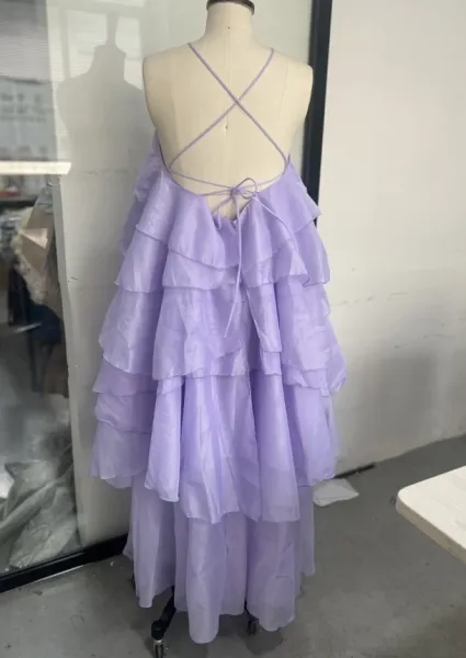 Design Ruffled Halter Neck Tiered Dress in Coral Pink Dress - 11