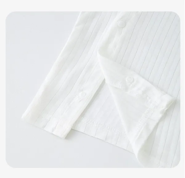 Design Yoke Silk-like Ribbed Set White Baby Clothing Sets - 15