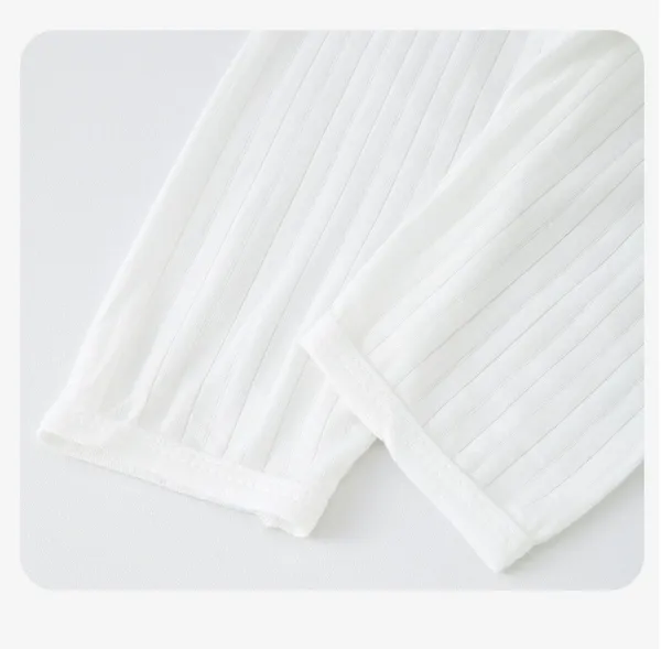 Design Yoke Silk-like Ribbed Set White Baby Clothing Sets - 17