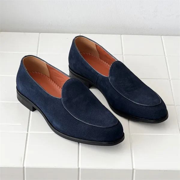 Design Suede Loafers Navy Blue Casual Shoes - 1