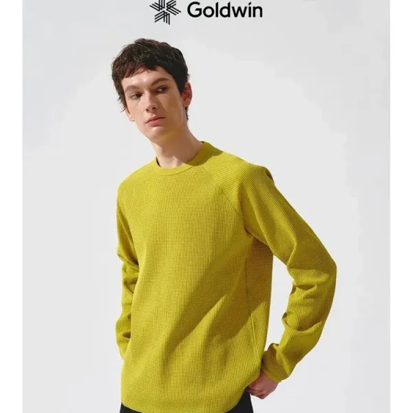 Design Goldwin0 Waffle Knit Long Sleeve Top Navy, Blue, Lime, Gray, White Tops - 8