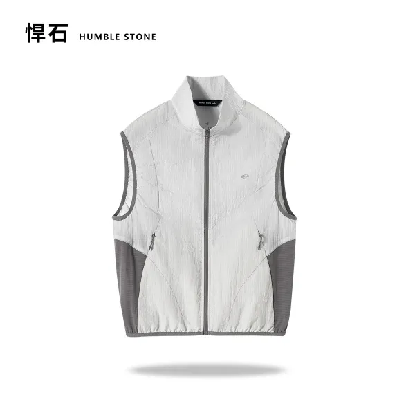 Design Humble Stone Grid-Texture Quilted Vest Purple Outerwear.vest - 8