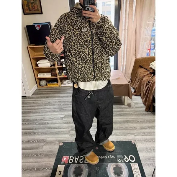 Stussy Leopard Print Hooded Windbreaker Jacket Outerwear - 7