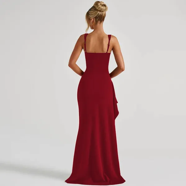 Design White Ruched High-Slit Maxi Dress - 14