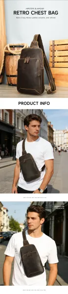 Design Vintage Leather Crossbody Bag Brown - 3