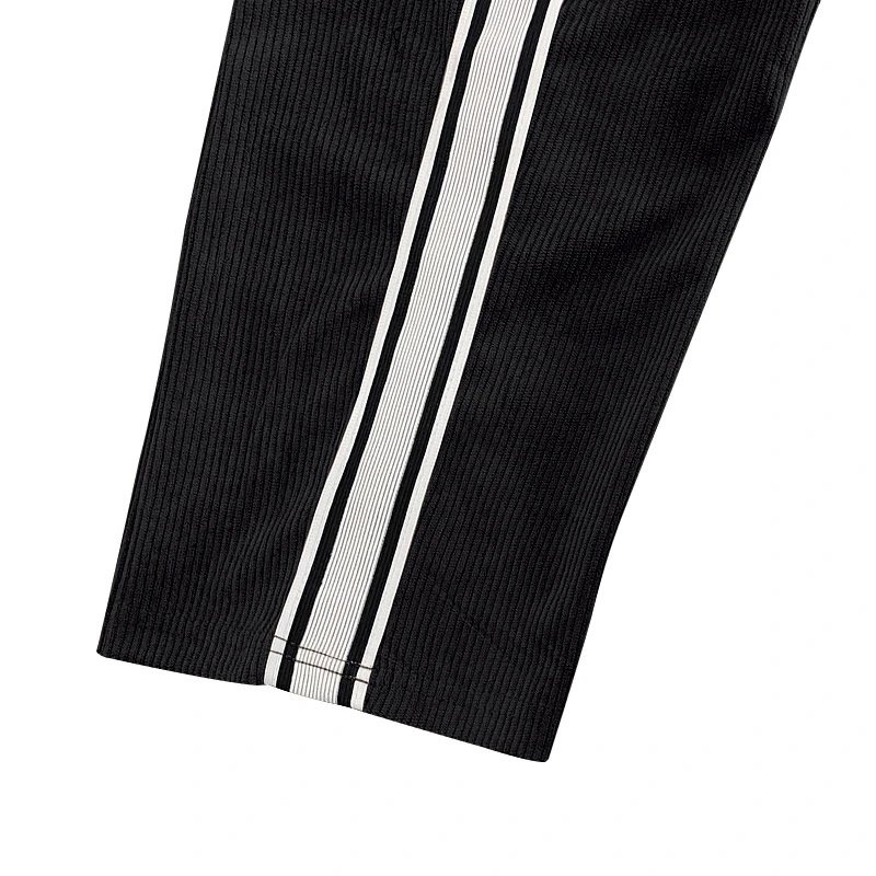 Design Corduroy Track Pants Black with White Stripes Sweatpants - 21