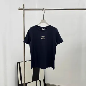 Chanel CC Logo Embellished Navy T-Shirt