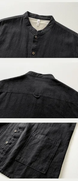 Design Mandarin Collar Linen Blend Jacket Gray Outerwear Jacket - 17
