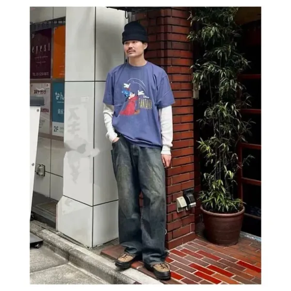 Design Disney Fantasia Mickey Mouse Graphic Oversized T-Shirt Gray T-Shirts - 14