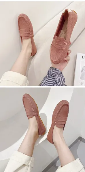 Design Loafers Dusty Rose Mesh Slip-On Casual Shoes - 24