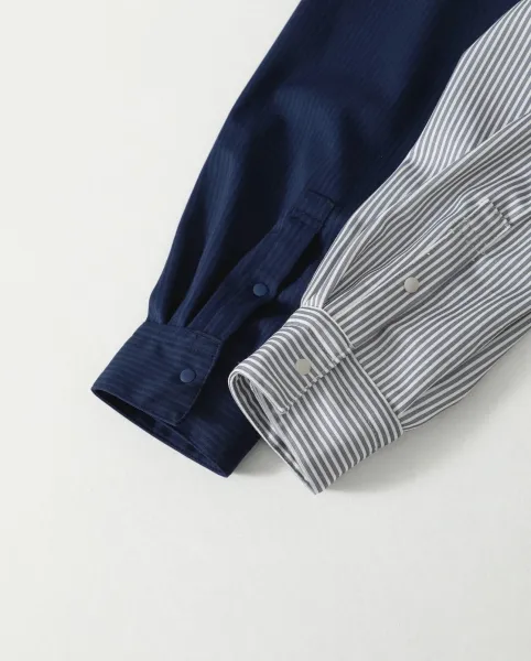 Oakley Striped Mandarin Collar Shirt Gray Tops Shirt - 11