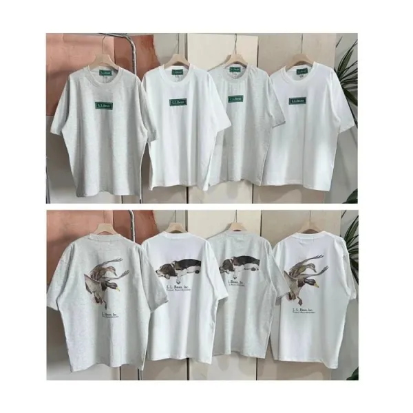 Design L.L. Bean Inc. Duck and Basset Hound Graphic T-Shirt White / Heather Gray T-Shirts - 4