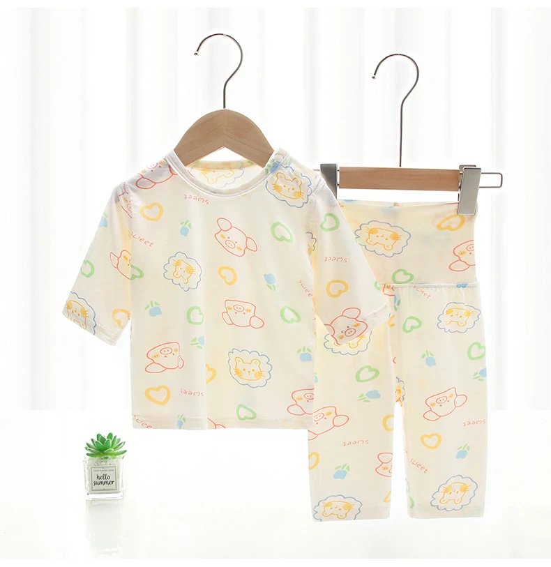 Design Baby Cartoon Print Short Sleeve T-Shirt and Shorts Set White Multicolor - 14