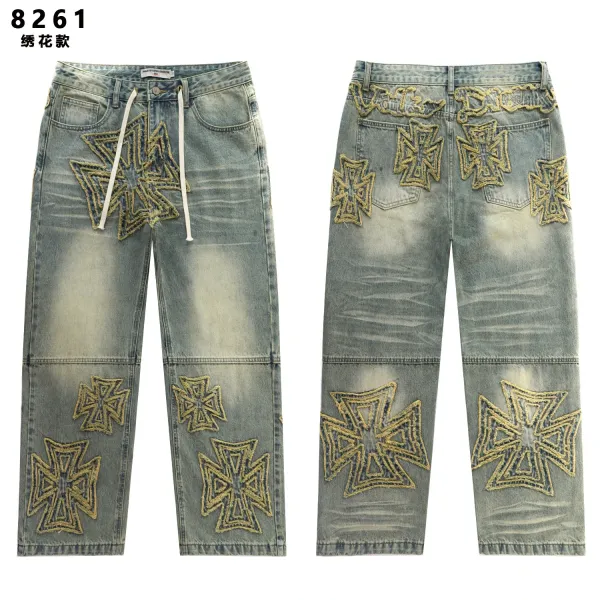 Godspeed Logo-Embroidered Cargo Jeans Light Wash - 17