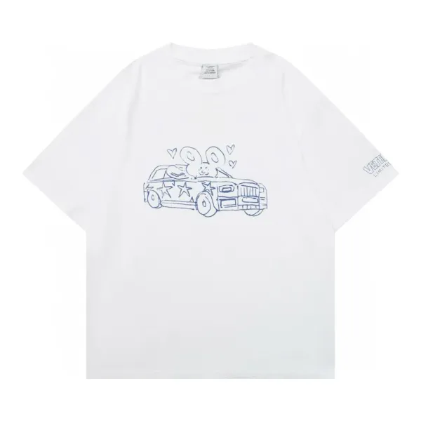 VEJA Limited Edition Car & Rabbit Sketch White T-Shirt - 1