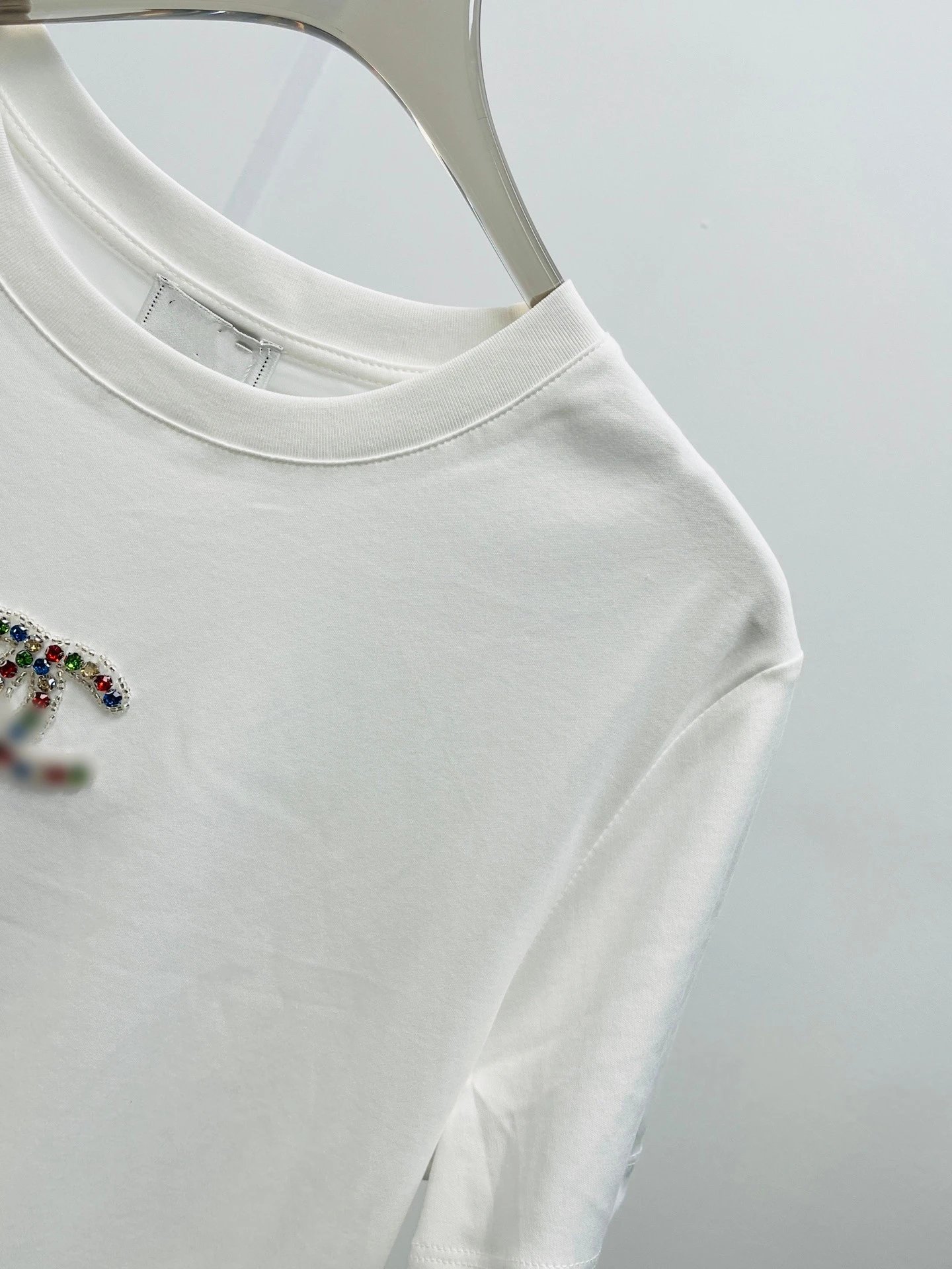 Chanel CC Logo Embellished Navy T-Shirt - 10